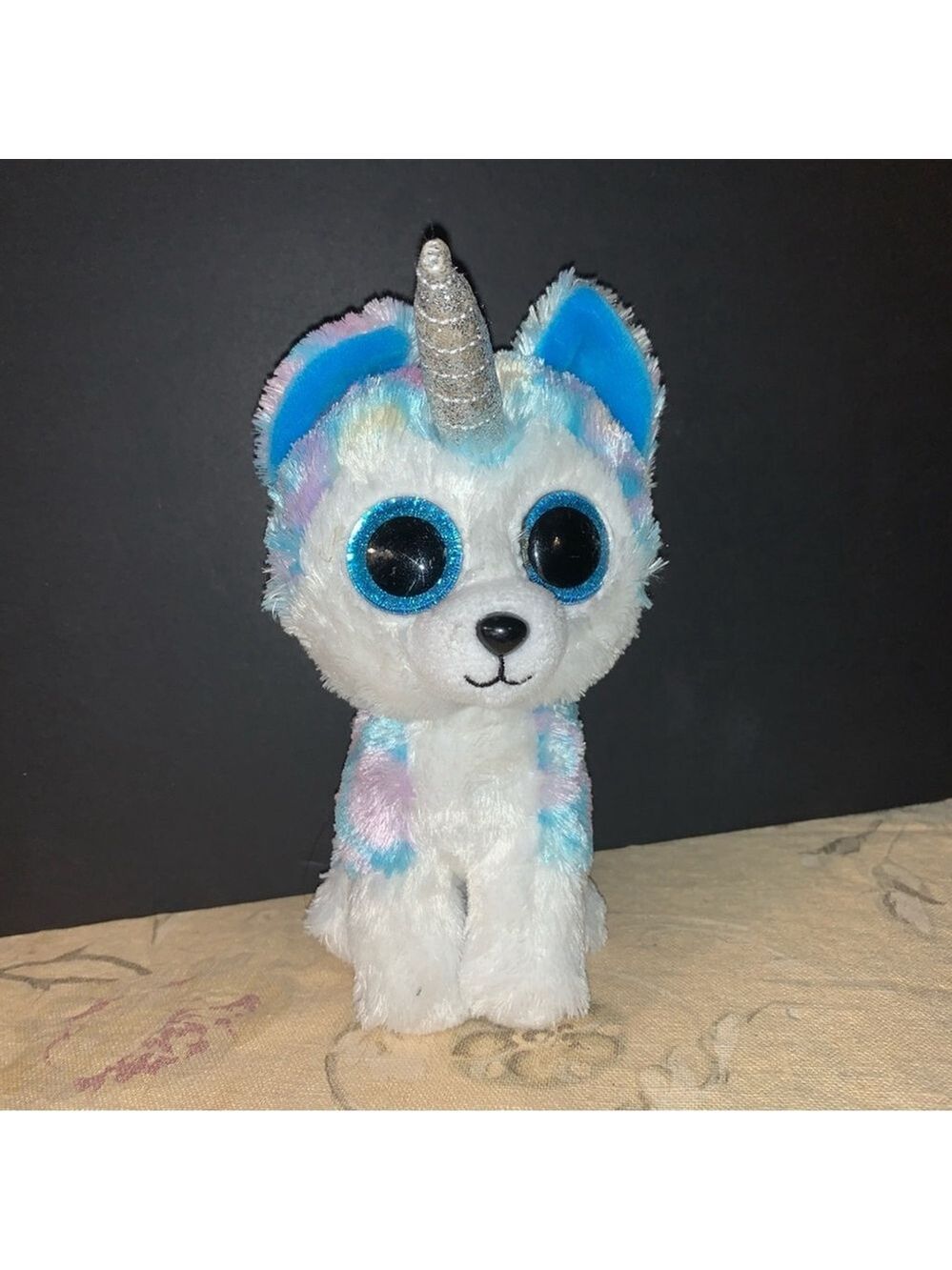 Ty Plush Unicorn with Blue and White Fur Helena